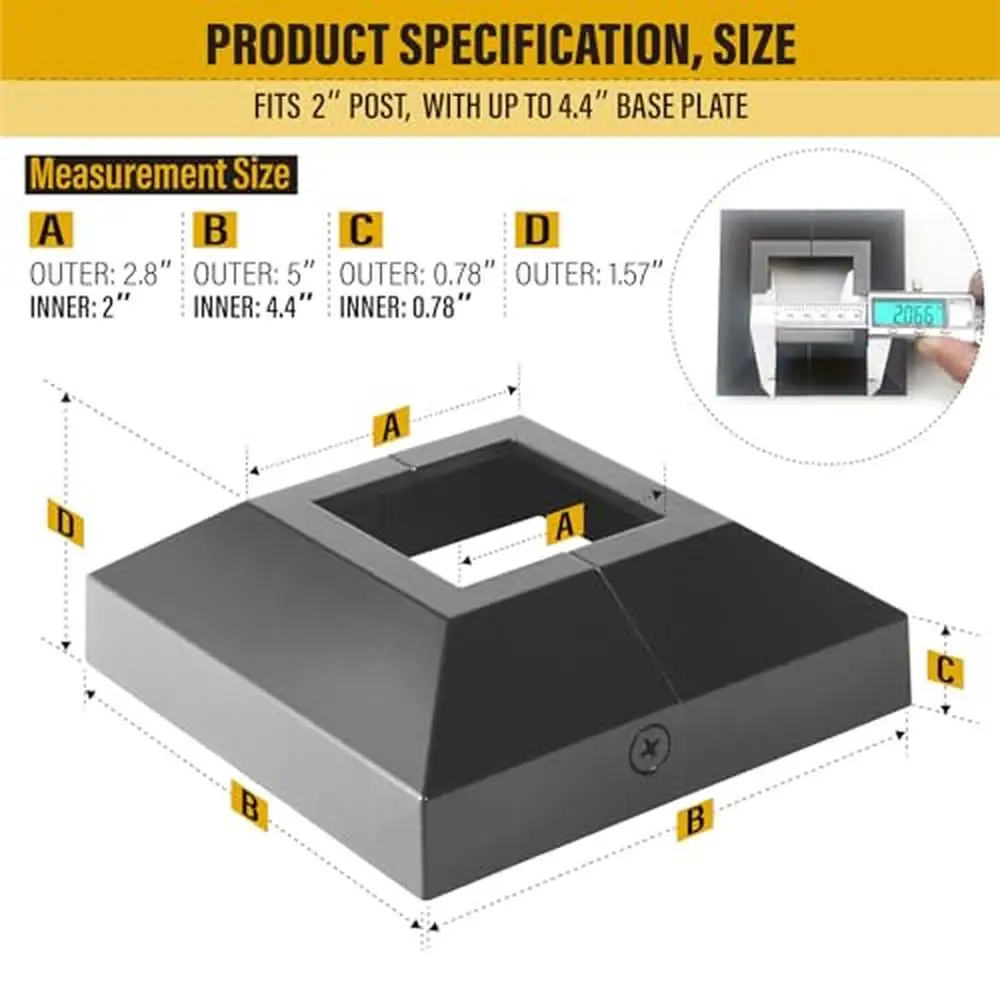 Aluminum Split Design Post Base Cover Bracket Stairs Deck Mounting 8pack)