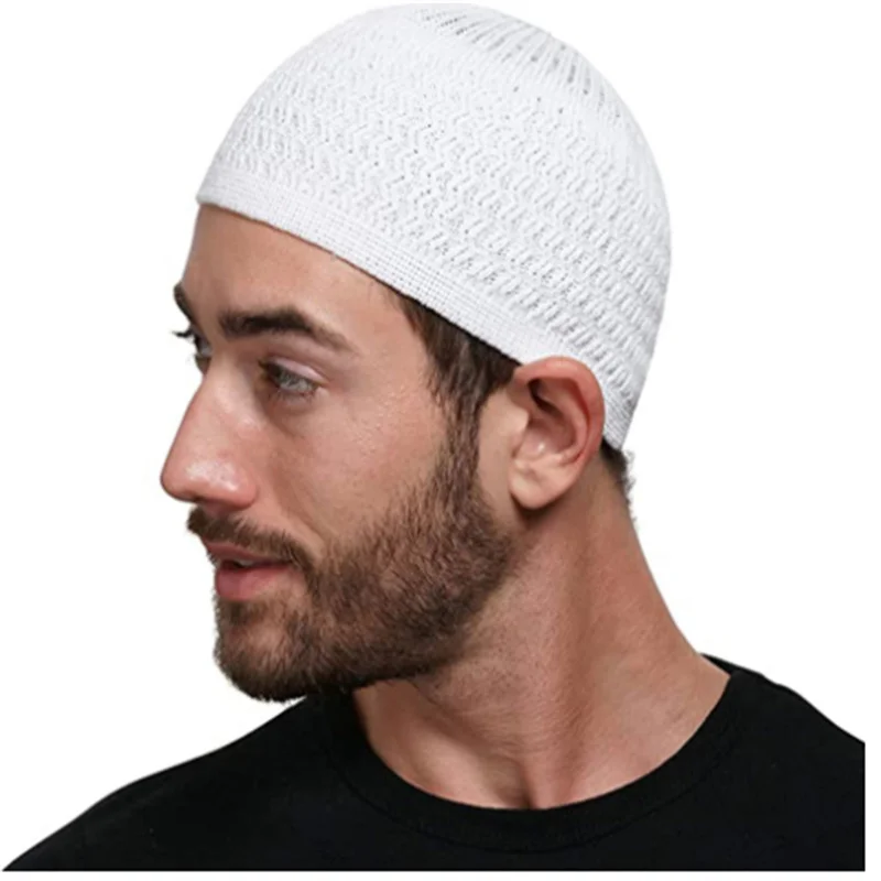 

Winter Knitted Muslim Men Prayer Hats Unisex Beanies Cap Warm Islamic Ramadan Jewish Kippah Homme Hat Men's Wrap Head Caps