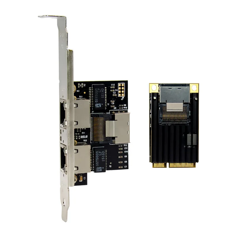 미니 PCI-Express ST7242 듀얼 포트 기가비트 10/100/1000Mbps 서버 산업용 네트워크 카드 SAS 재고 있음