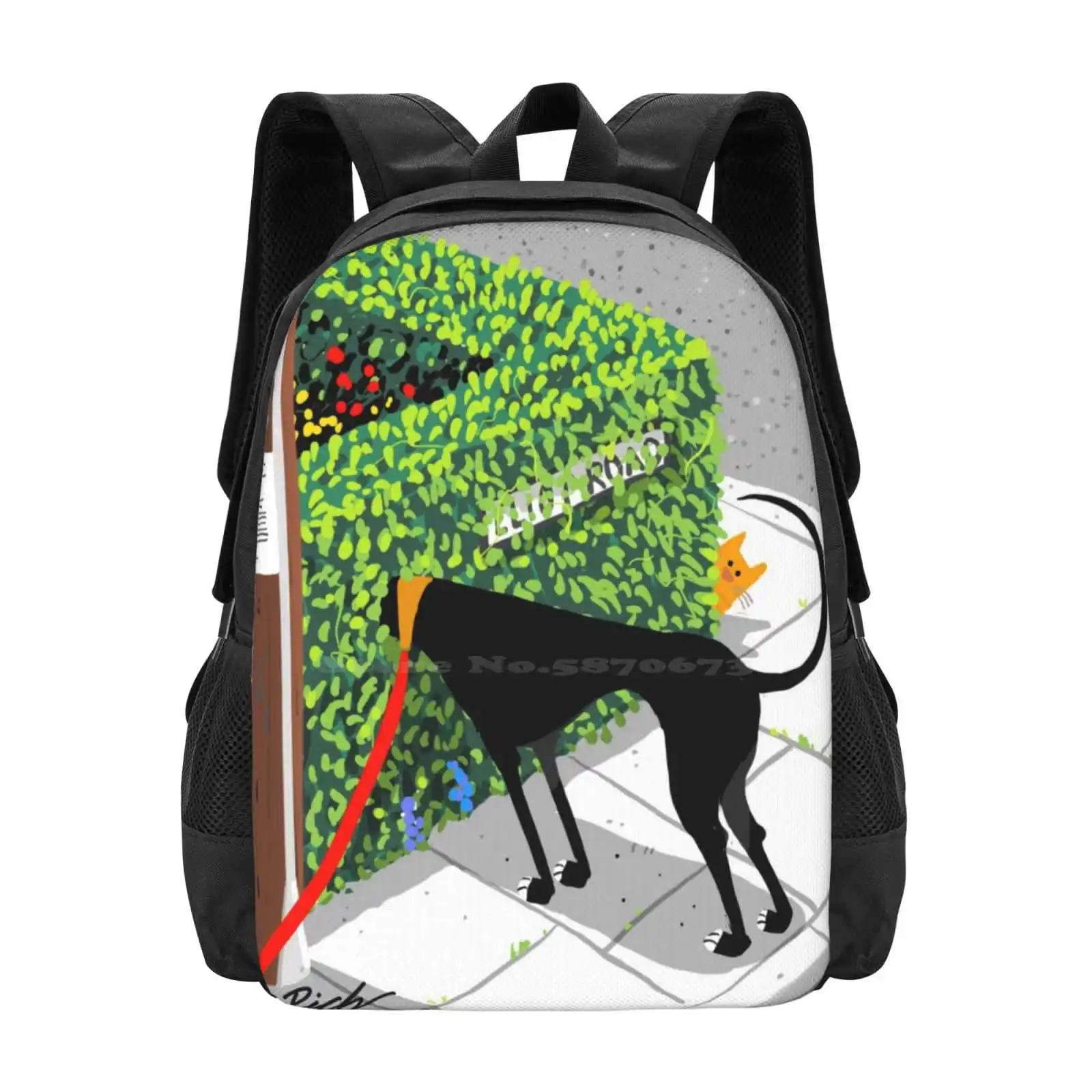 

Checking For Cats School Bag Big Capacity Backpack Laptop Greyhound Whippet Lurcher Rich Skipworth Nature Trees Summer Flowers