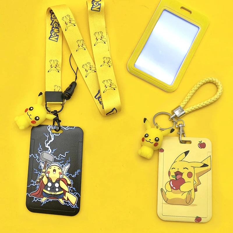 Чехол с держателем карт Pokemon со шнурком брелок для ключей аксессуары Kawaii Pikachu