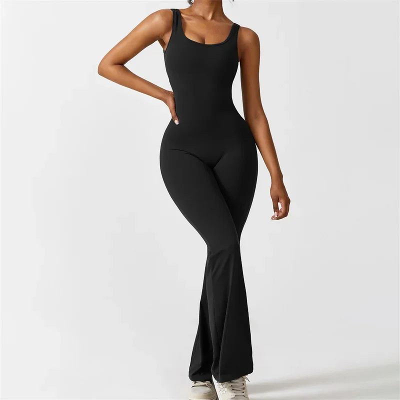 

y2k Women Summer Tank Jumpsuit Clothes Solid Color Sleeveless Backless Cutout Wide Leg Pants Playsuit Sexy Clubwear