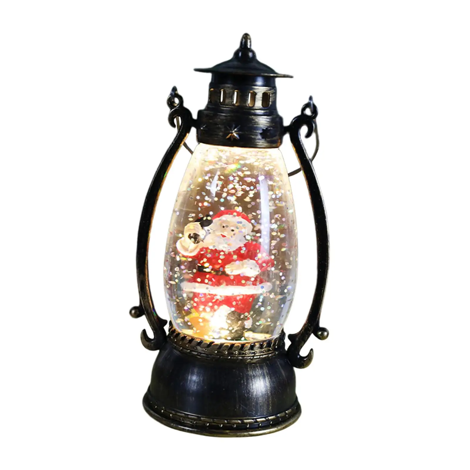 Christmas Lighted Lantern Glittering Snowing Globe Christmas Decoration