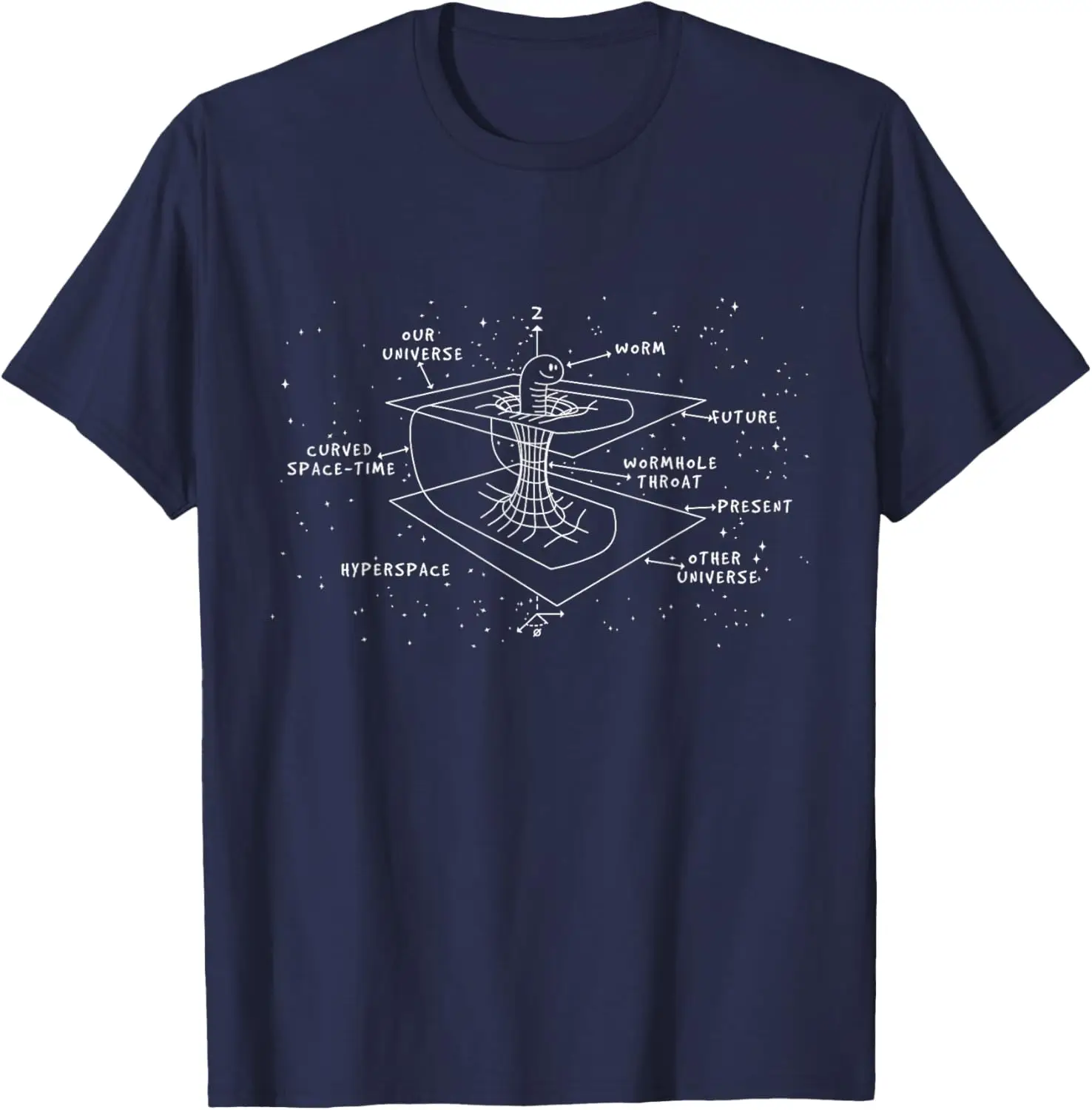 Astrophysik-Geschenk - Time Curve Physics Worm Hole T-Shirt Coole, lässige Baumwoll-Grafik-T-Shirts Vintage-Kleidung Tops Camisas