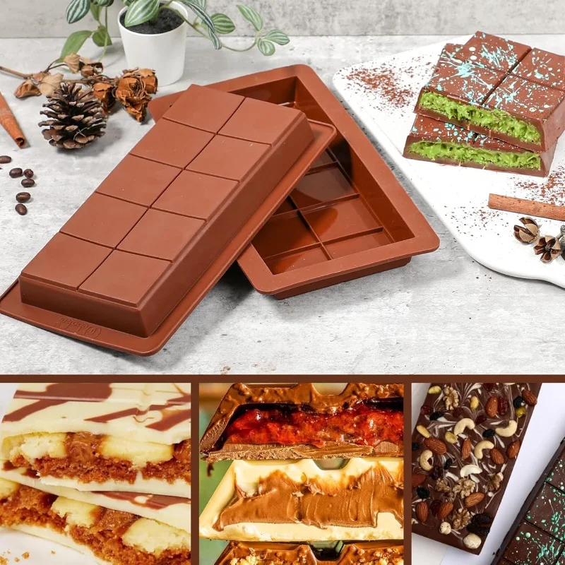 Dubai chocolate mold 、 chocolate bar mold 2PS, with bag, with tools, large thick silicone bar for filling bars,