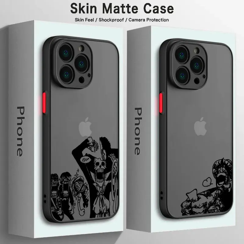 

Phone Case for iPhone 15 14 Pro 13 11 12 MINI XS Max 8 7 Plus XR X 6 6S SE Soft Silicone Edge Hard PC Luffy Brook Straw Hat Team