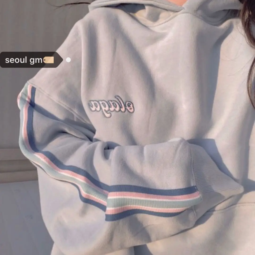 Thick Hoodies Women Prevalent Warm Winter Student Aesthetic Thicker Soft Patchwork Feminino Ulzzang All-match Trendy Chic Casual