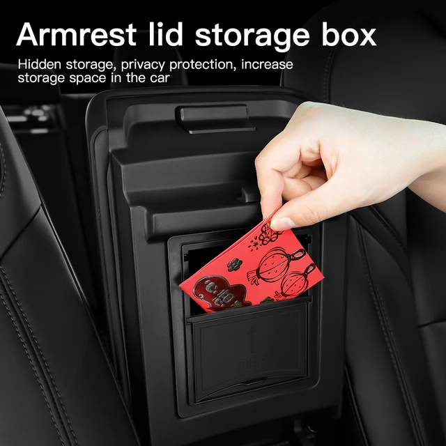 Transform your driving experience with the YZ For Tesla Model 3 Medel Y Storage Box Center Armrest Hidden Box Cup Holder Organizer.