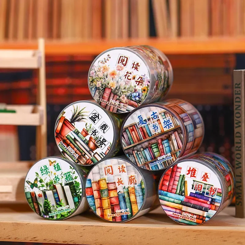 1Roll Tape PET TapesBook Adhesives Ocean Landscape Potting Bookscape Material Cruise Reading DIY DIY Scrapbook 50mm*2m 2