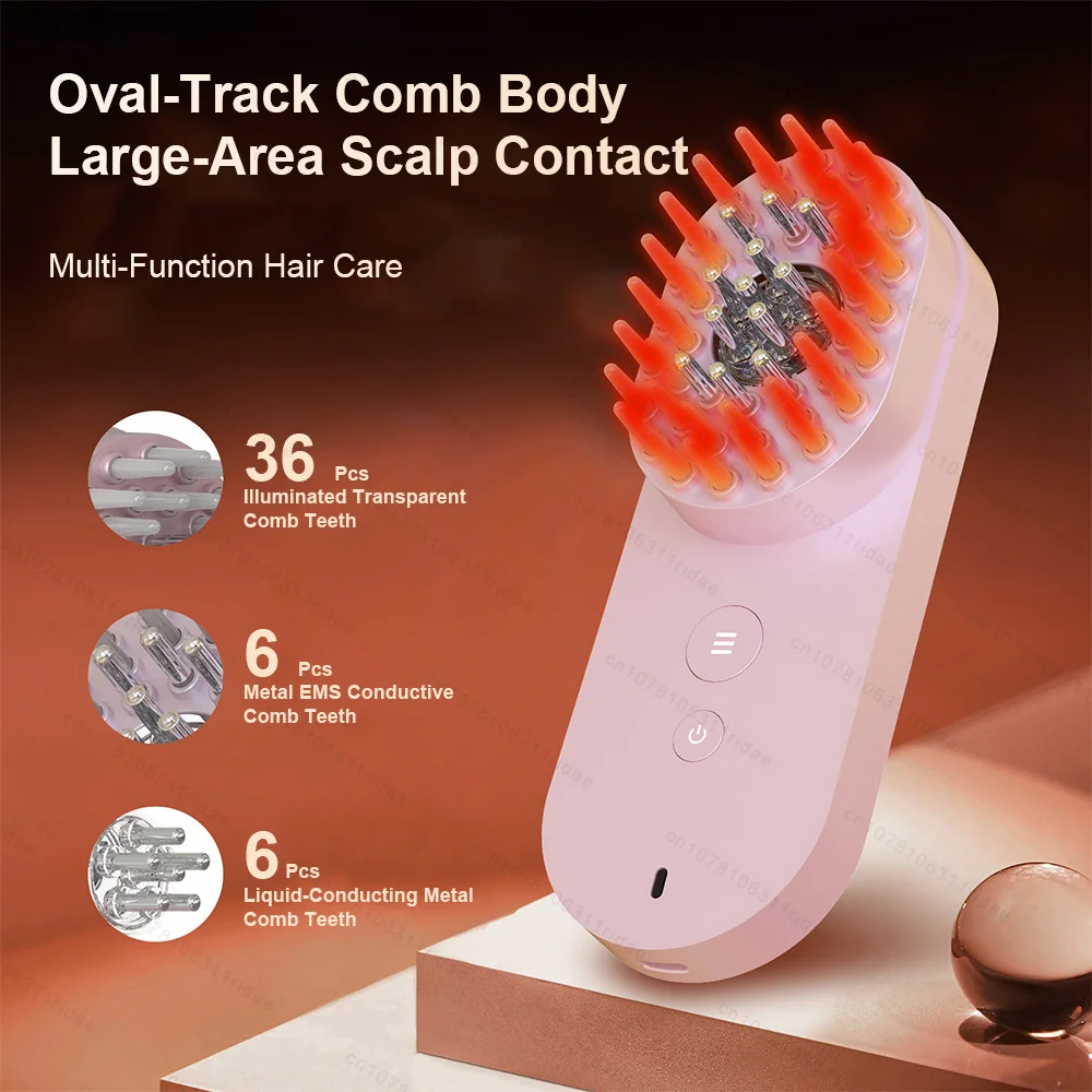 Red Light Therapy Electric Massage Comb Vibration Anti Hair Loss Scalp Brush Hair Oil Applicator for Hair Growth Hair Care