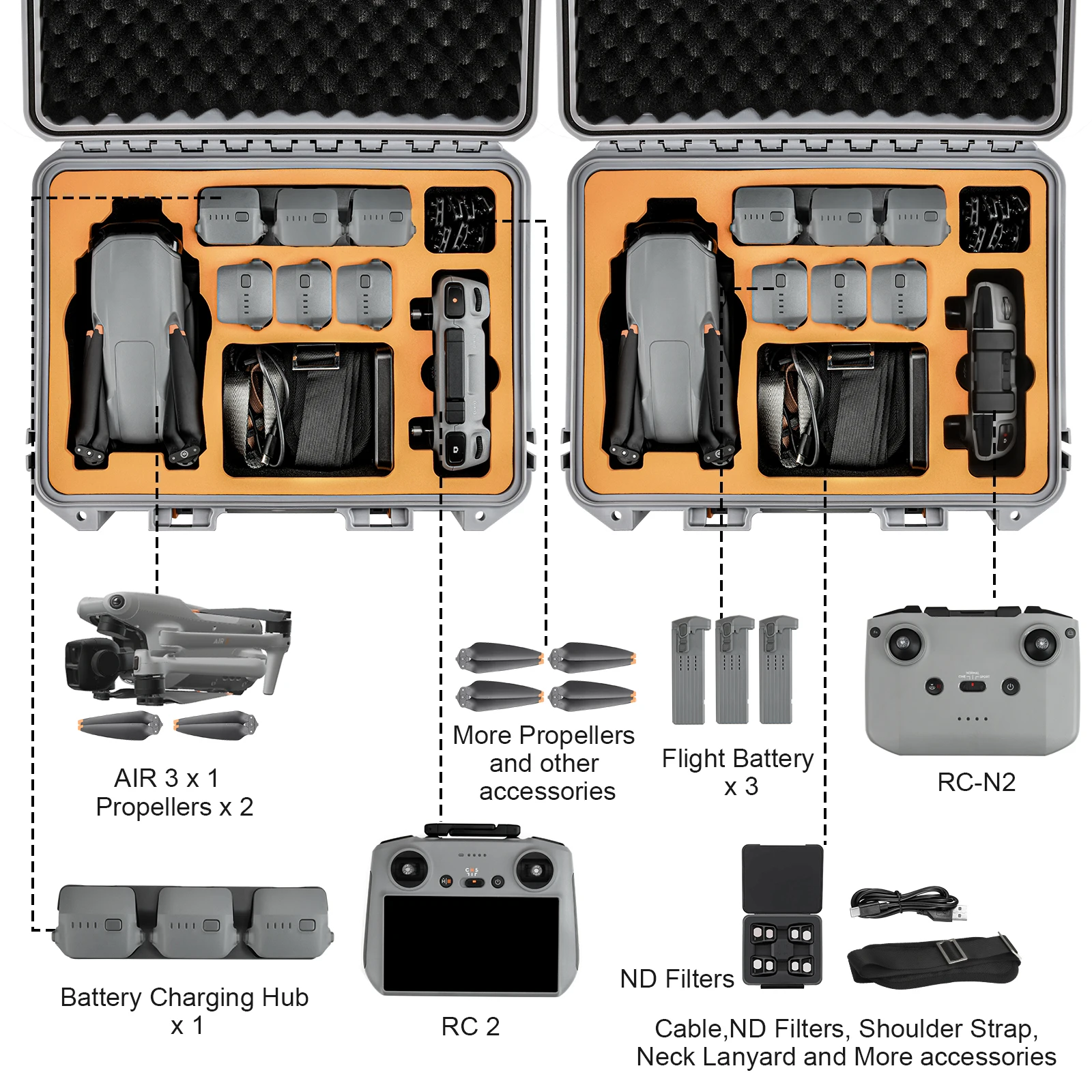Storage Box for DJI AIR 3 Drone RC 2/N2 Control Safety Explosion-proof Suitcase Drone Waterproof Case for DJI AIR 3 Accessories