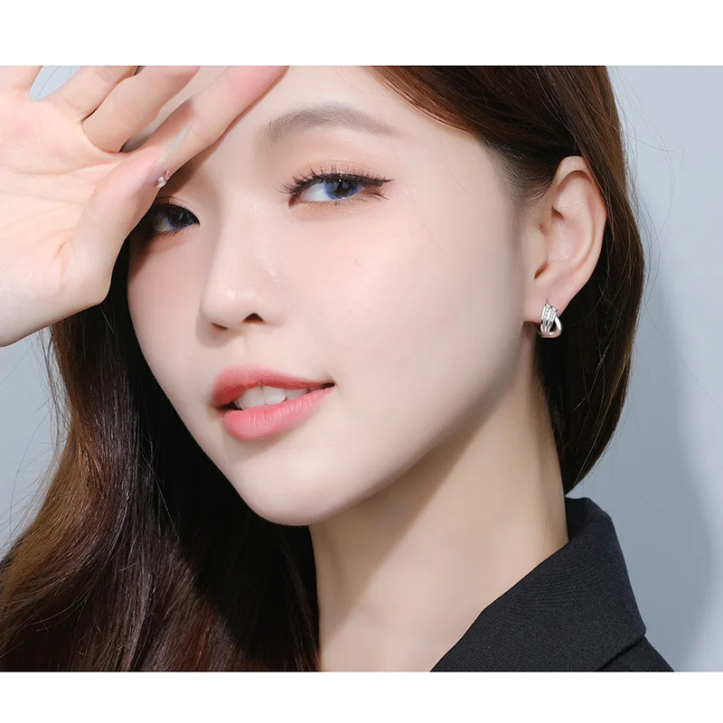 كريستال الزركون ريال 925 فضة أقراط قناة مكعب زركون...