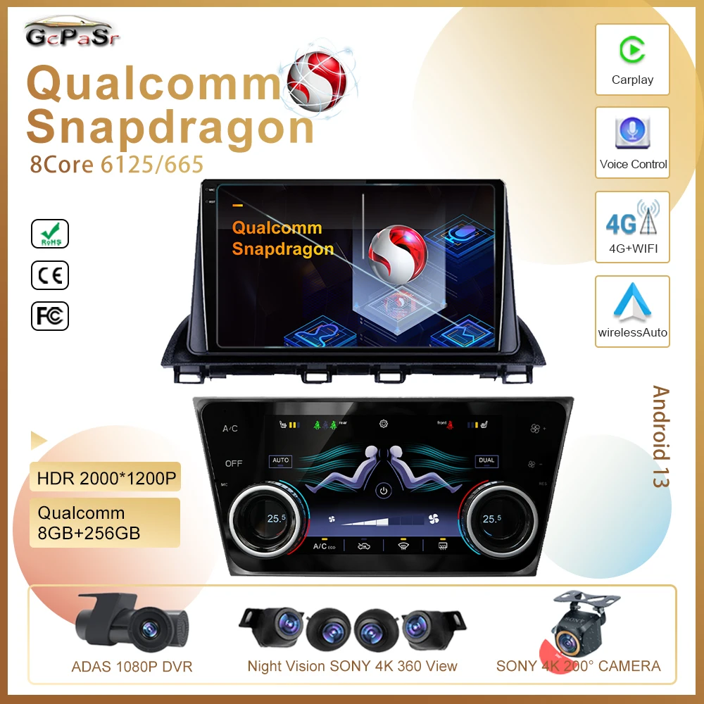 Android 13 Per Mazda 3 Axela 2014 - 2019 Car Dvd Auto Radio Stereo Lettore Multimediale Navigazione Gps 5G Wifi Bt No 2Din Dvd Cpu