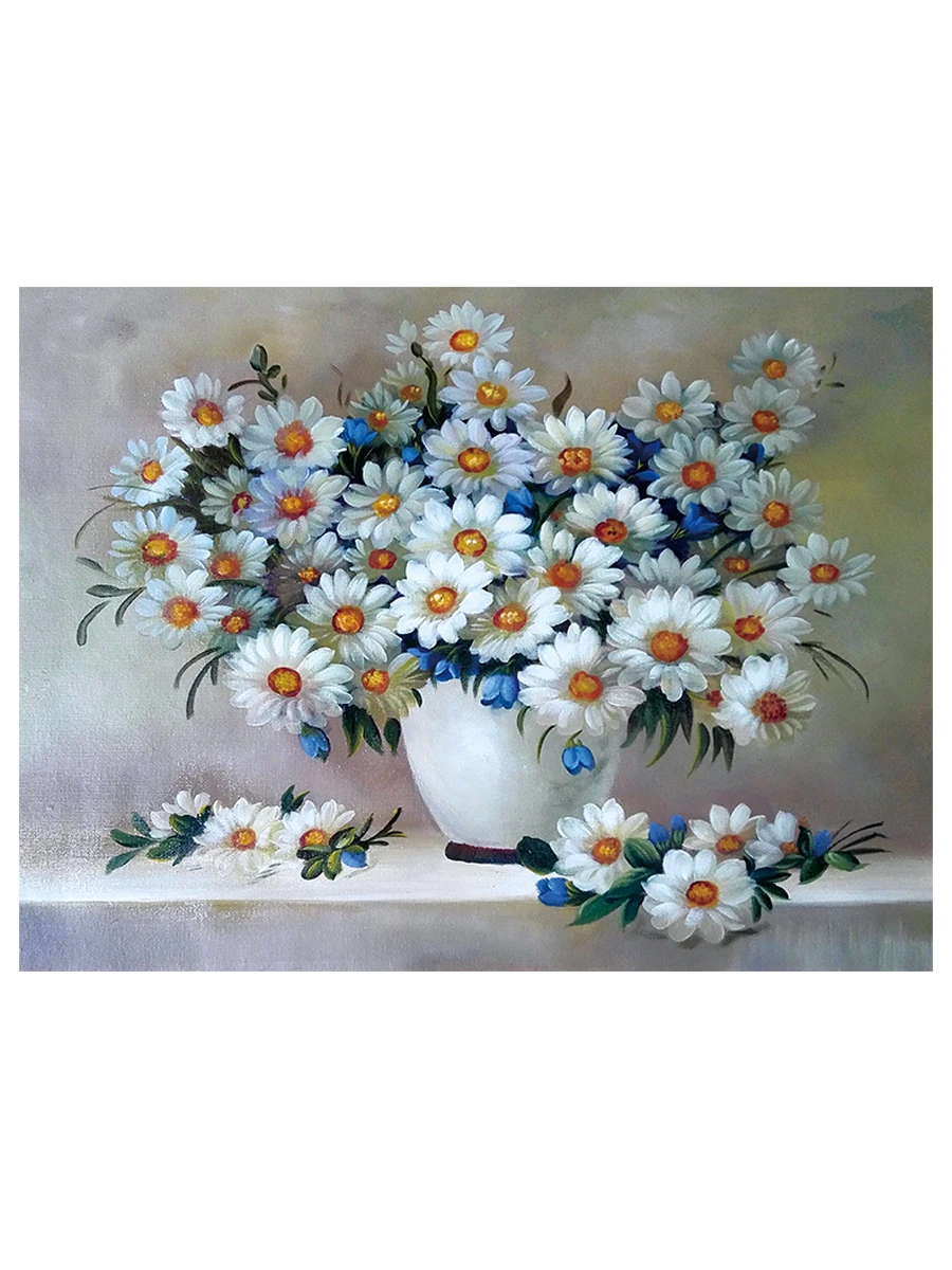 Little Daisy Flowers Cross Stitch DIY Embroidery 11CT 9CT Printed Cloth Needlework Pack Living Room Bedroom Decorative Painting