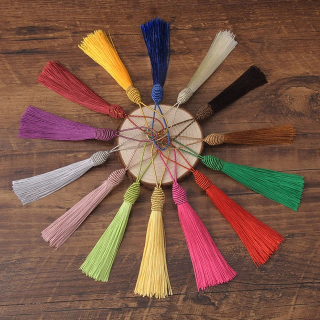 100Pcs 13cm Silky Tassels Bookmark Tassels Bulk Soft Craft Mini Tassels  with Loops for Jewelry Making DIY Accessories 40 Colors