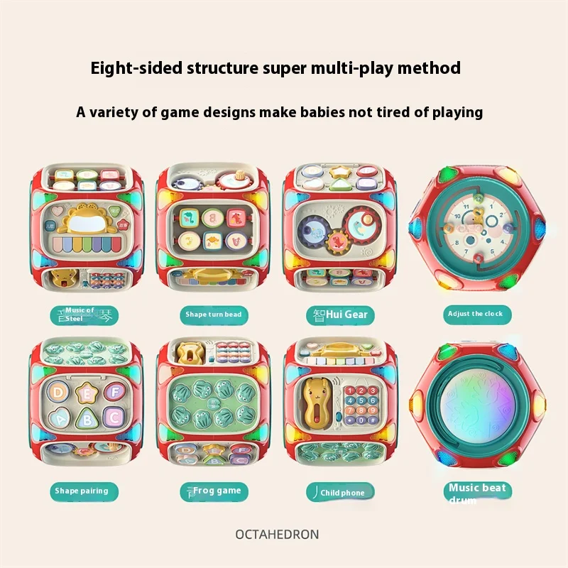 Multi Functional Baby Puzzle Toy Hand Clapping Drum with Lights Music Children Shape Matching Education Toy Musical Instrument 5