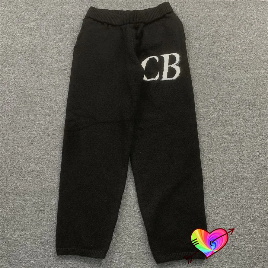 

Black Cole Buxton CB Logo Sweatpants Men Women Italic Letters Knit Cole Buxton Pants British Style Wool Blend Thick Trousers