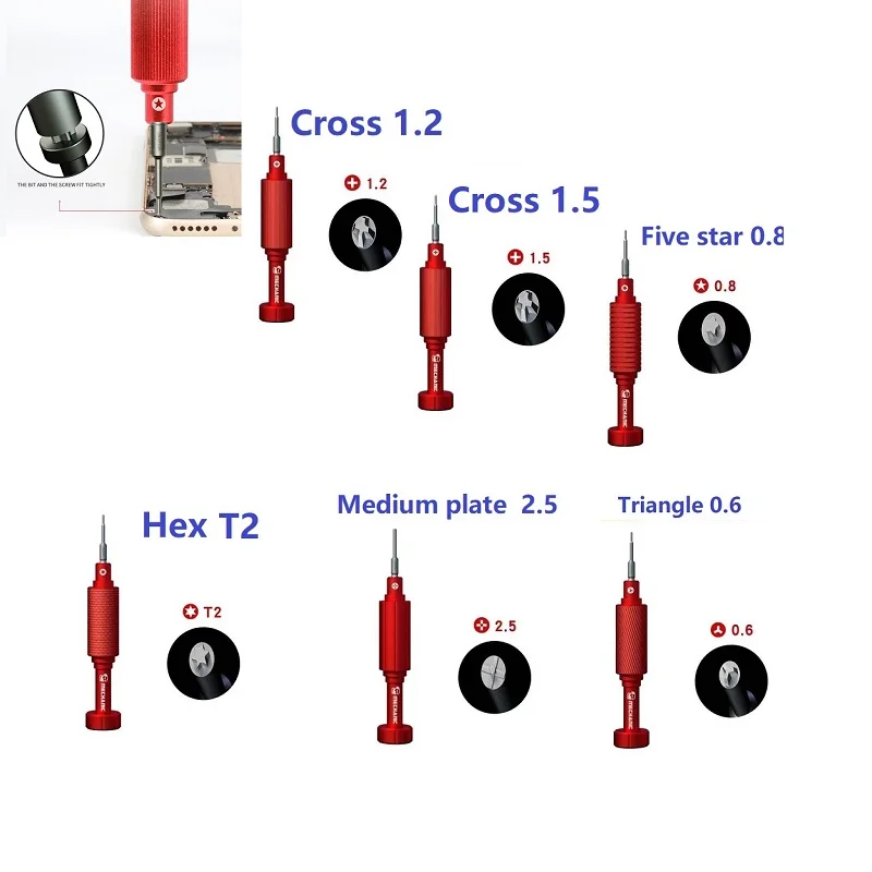 

3D Precision 6in1 Kit Mechanic iShell MAX Screwdriver Set High Hardness Head Tip Cross 1.2 1.5 Five Star 0.8 Hex T2 Medium Plate