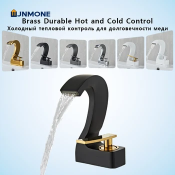 Rubinetto per lavabo da bagno in oro nero Rubinetto per lavabo in ottone monoforo Miscelatore acqua calda fredda Rubinetto per lavabo Rubinetto a cascata per bagno 1