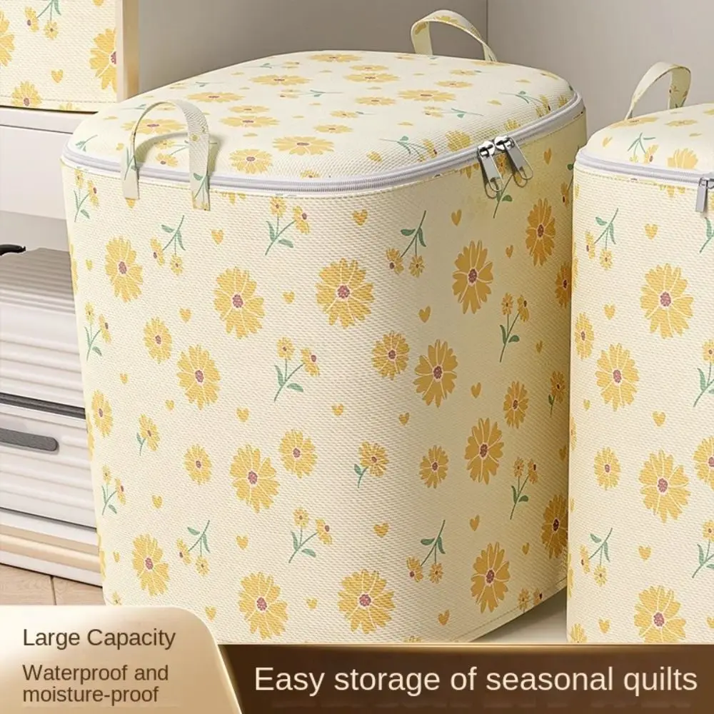 Foldable Quilt Storage Bag Gift Little Daisy with Handles Closet Organizer Non-Woven Sorting Storage Box Home 5