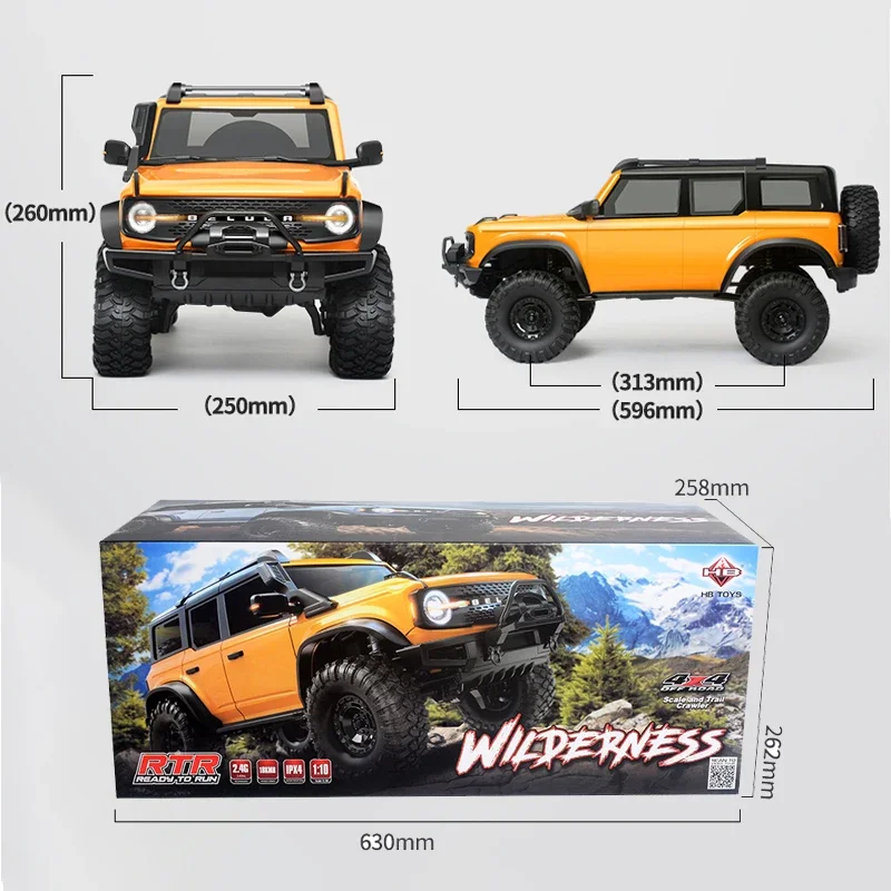 RC Crawler 1/10 Rc Car 4WD RTR HB R1001 with LED 2.4G Electric Remote Control Rock Buggy Off-road Vehicle Rc Cars for Adults 4