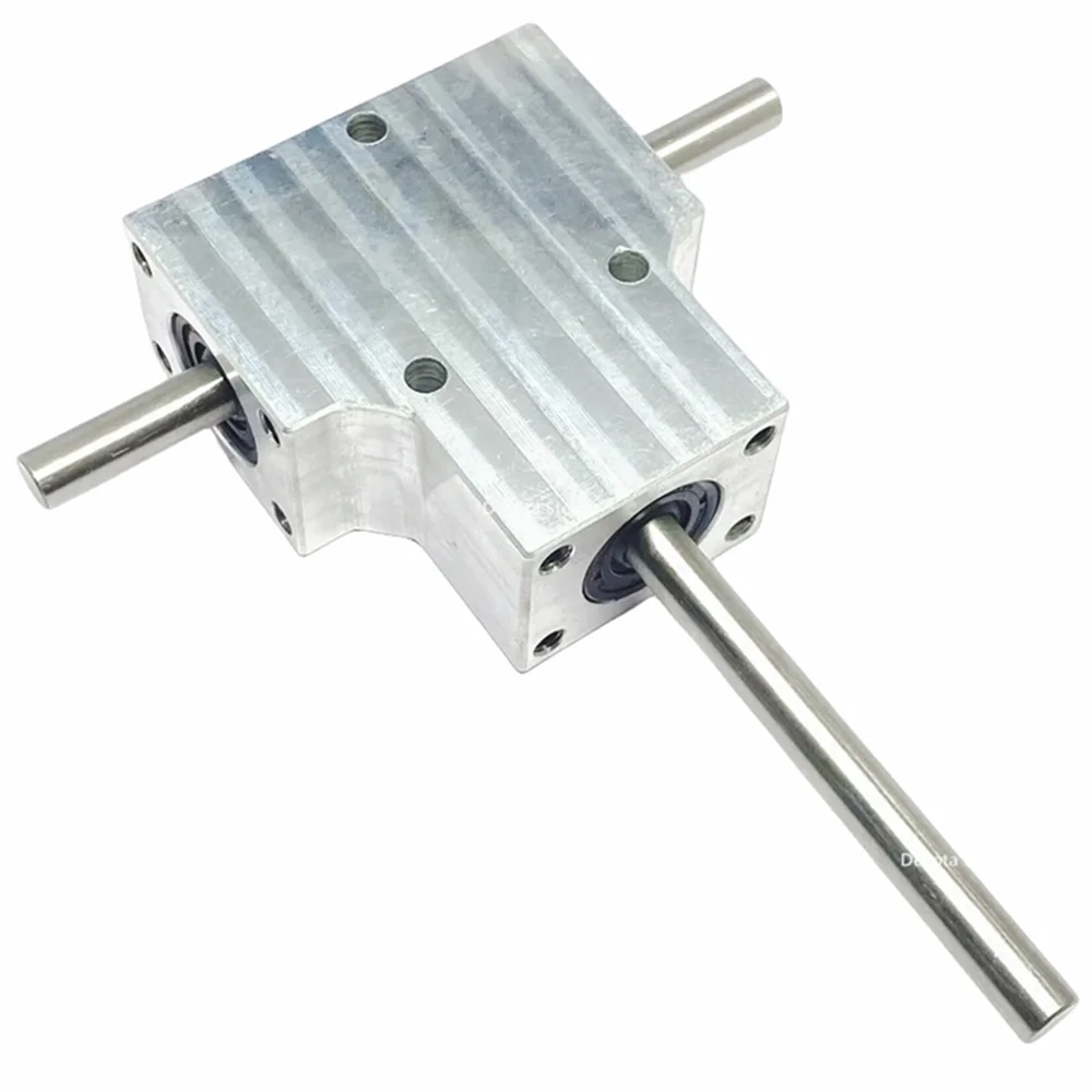 NEW Heavy-Duty Spiral Bevel Gearbox 8MM Double Output Shaft 1:1 90&deg; Angle Device Waterproof Aluminium Case