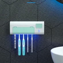 USB Rechargeable Smart UVC Toothbrush Sterilizer Wall Mounted Holder Rack for Sterilize Toothbrush and Remove Bacteria