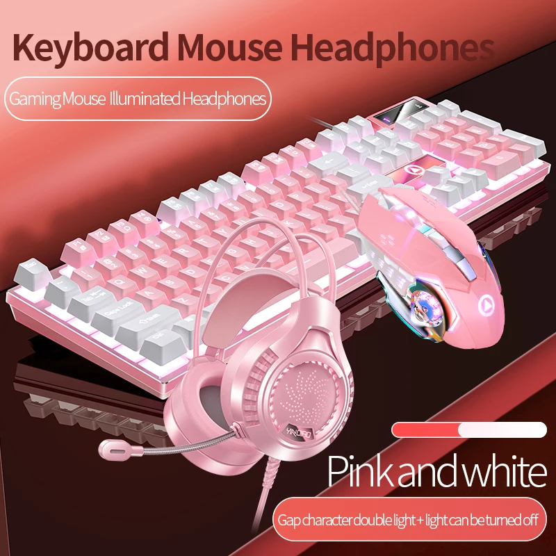 Conjunto de Mouse e Teclado com Retroiluminação com Fio Fone de Ouvido 104 Teclas Mouses 3600dpi Usd 3.5 mm Combos para pc Gamer - Imagem 5