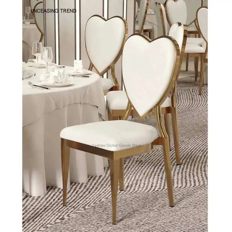 Romantic Wedding chair elegant silver dining chair Light Luxury party hotel love Dressing soft stool hall ceremony stool