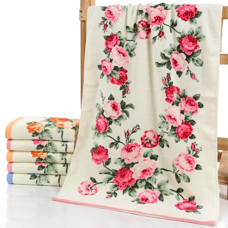 Soft Peony Flower Printing Towels Quick Dry Bathroom Towels Face Cloth Home Textile Hotel Supplies 2024 New 3