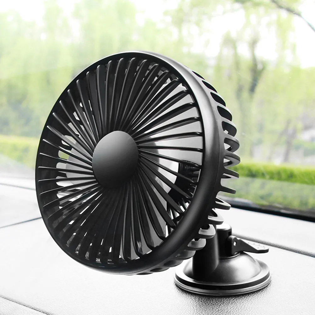 Car Fan Electric Fan Air Conditioning Fan 12V/24V 360 Degree All-Round Adjustable Car Air Cooling Dual Head Low Noise Cooler Accessories
