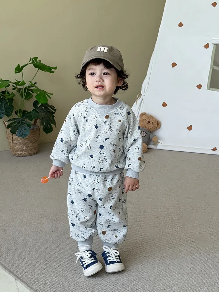 Kids Planet Print Hoodie and Pants Track Suit