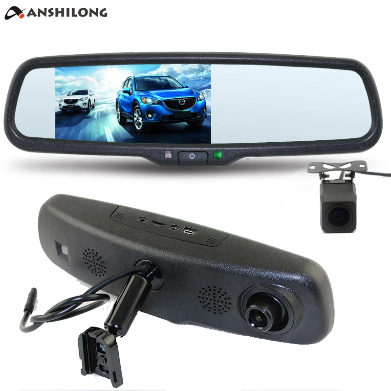 

ANSHILONG 5" 2K Car Interior Replacement Rear View Mirror Monitor DVR + 1080P Rearview Camera Supports Dual Cameras Recording