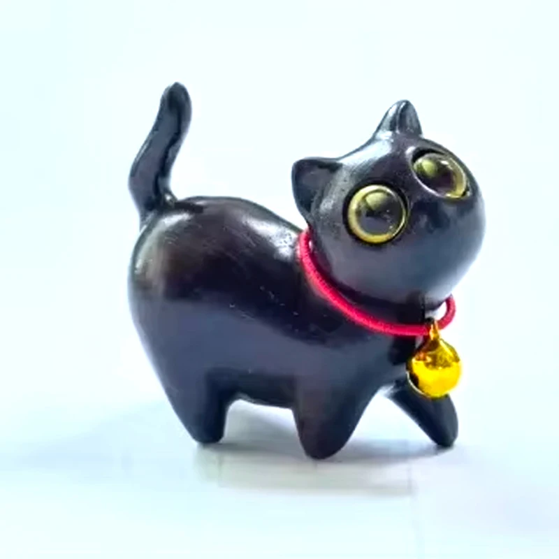 لطيف القطط الخشبية الصغيرة تمثال اليدوية نحت القطط...