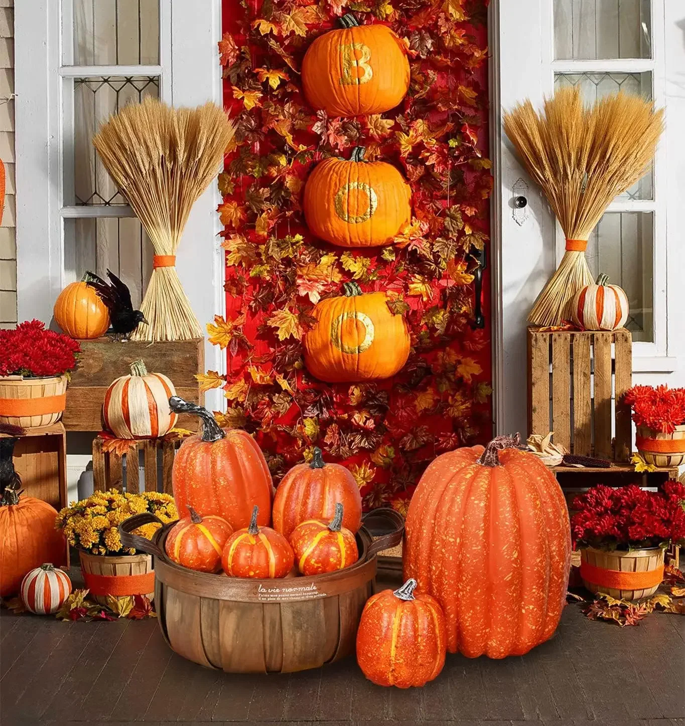 7PCS Simulation Pumpkin Model Artificial Pumpkin Decoration Garden Party Decoration Halloween Thanksgiving