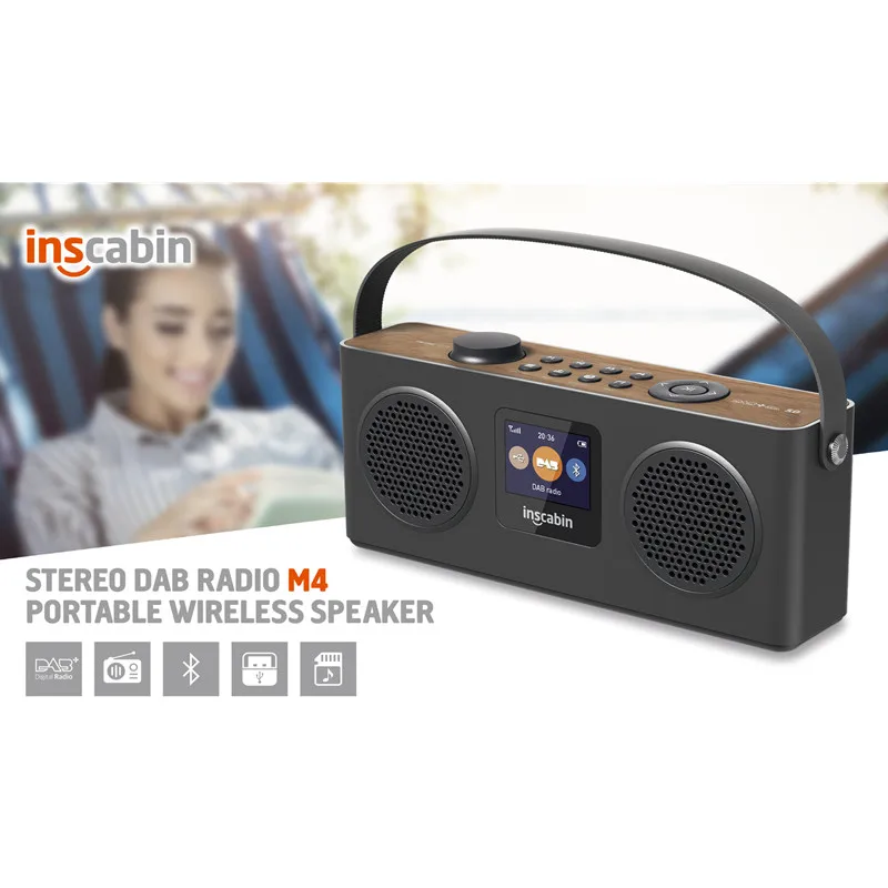 Portable DAB Radio Outdoor Wireless Bluetooth Speaker Retro FM Radio Music Player with Color Screen/rechargeable Battery TF/USB