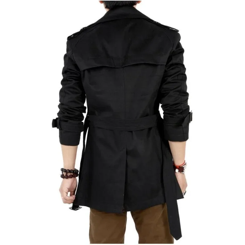 Trench Coat Waterproof Windbreaker Jacket Casual Men Jacket Men's Windbreaker Jacket Vintage Black Khaki Spring Autumn Business Double Breasted Retro Classic Long Coat Thick