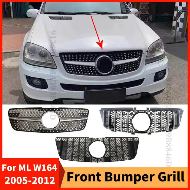 ベンツ W164 ML グリル (銀) ML350 ML550 ML663　　フロント　グリル　シルバー　　2005年～ 車のフロントバンパーグリル，保護カバー，メルセデスベンツmlクラス