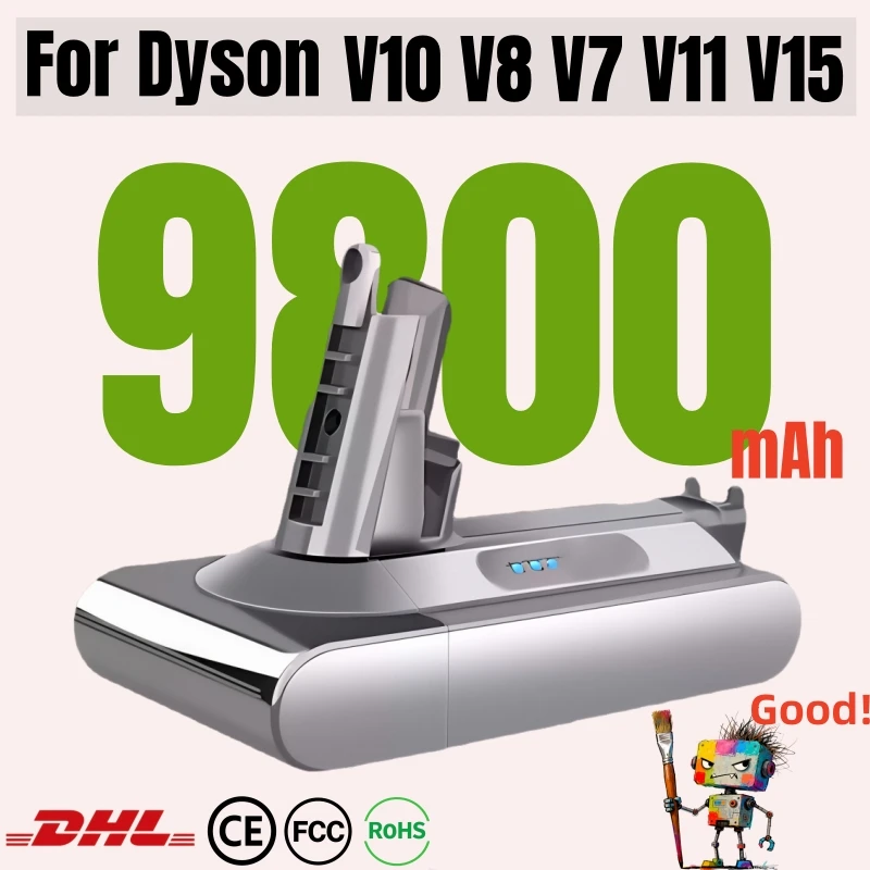 100%New Compatible with Dyson V10 V8  V11 V15 V7 V6 Series SV07 SV09 SV10 DC62 Vacuum Cleaner rechargeable battery