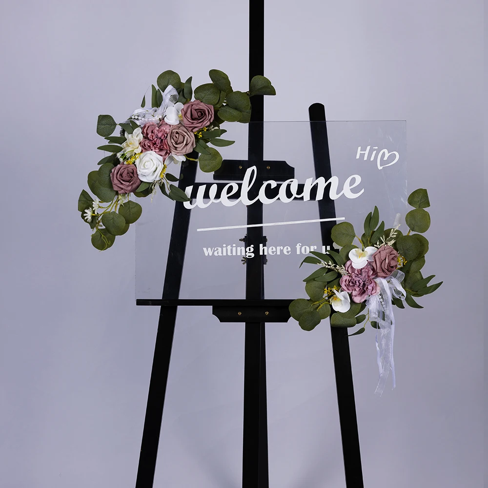 50cm 2Pcs Artificial Flower Swag Floral Swag Garland Wedding Arch Flowers Kit for Sign Rustic Artificial Floral Swag Arch Deco