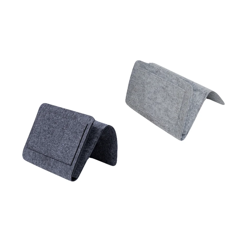 

2 Pcs Sofa Storage Bag Felt Organizer Pocket Pouch Printable Hanger Holder Bedside Student