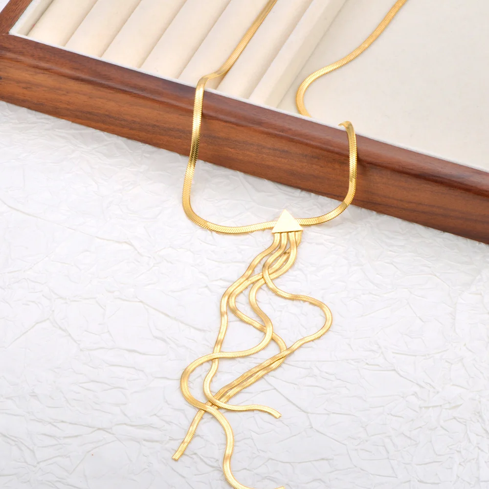 JeeMango handgefertigte Vintage-Halsketten mit Metallketten und Quastenanhänger für Damen, Edelstahl-Halskette, Halsschmuck, N25200 – Detail 20