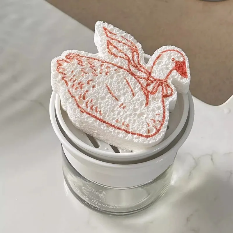 Kitchen Dishwashing Detergent Press Bottle Glass Dispensing Bottle Dishwashing Sponge Wipe Press