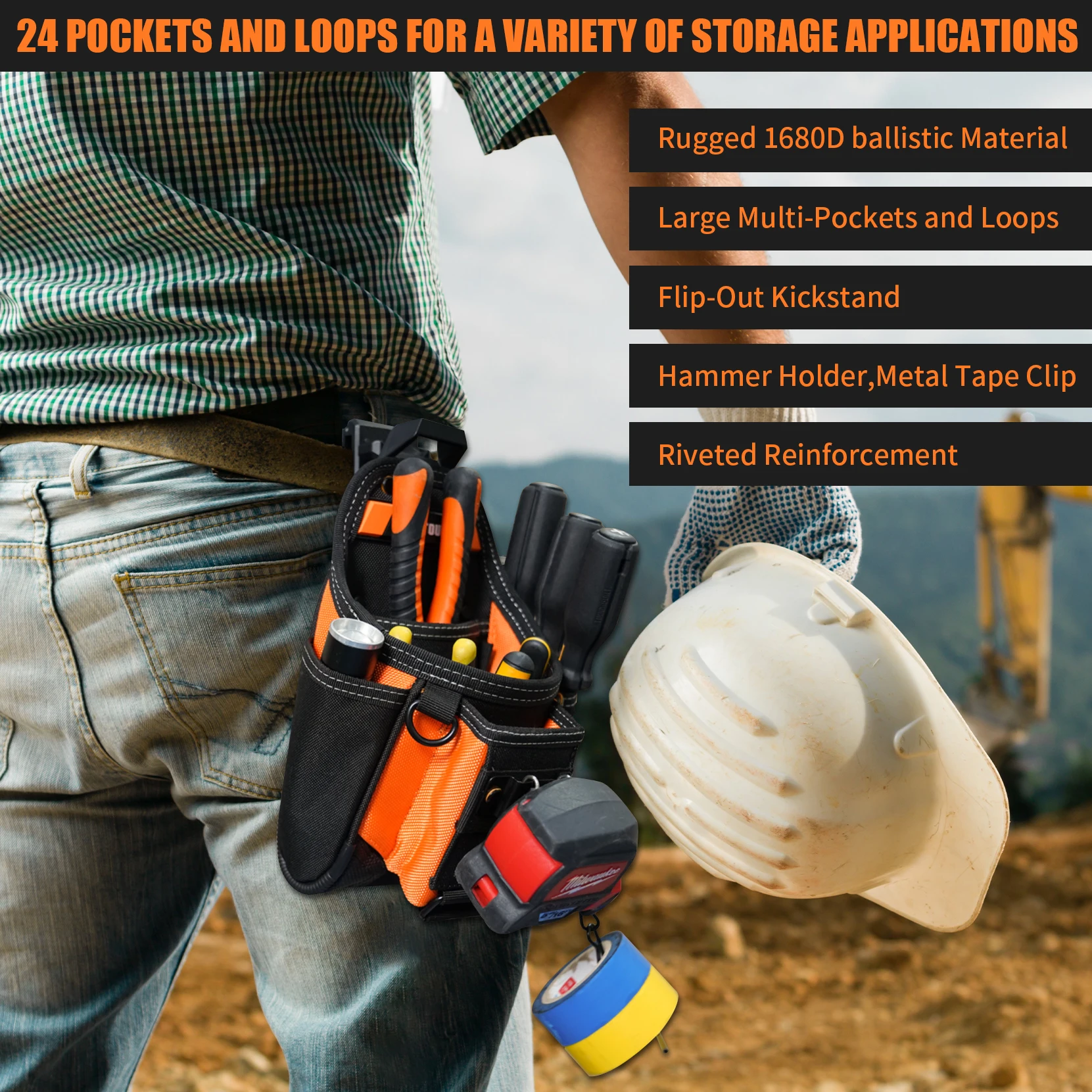 MELOTOUGH Small Electrician's Tool Pouch Tool Belt Pouch with Belt Buckle Attachment 9 Gauge Craftsman Tool Pouch 5