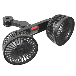 Dual Head Adjustable 360° Car Seat Back Cooling Fan with USB Charging (Grey)