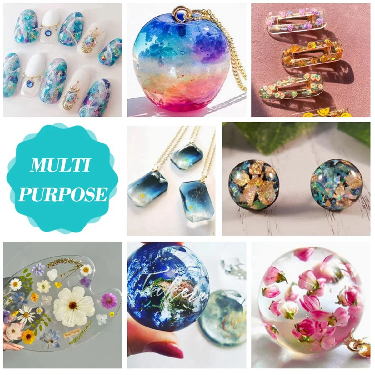 UV Resin 200G Transparent Ultraviolet Curing Clear Hard Type Resin, Solar Cure Resin for DIY UV Jewelry Making