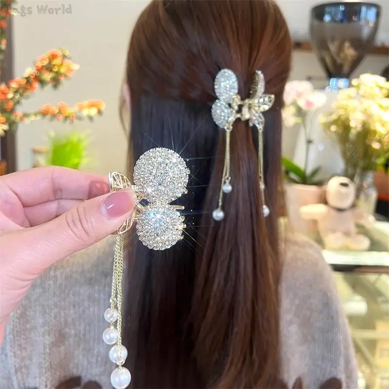 1Pc Cherry Tassel Hairpin Rhinestone Hair Clip Woman Hair Claw Jewelry Hair Accessories Fairy Headwear