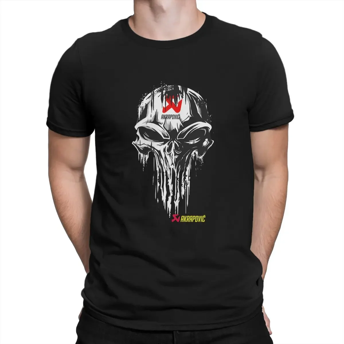 Men's skull graphic t-shirt navy blue cotton round neck