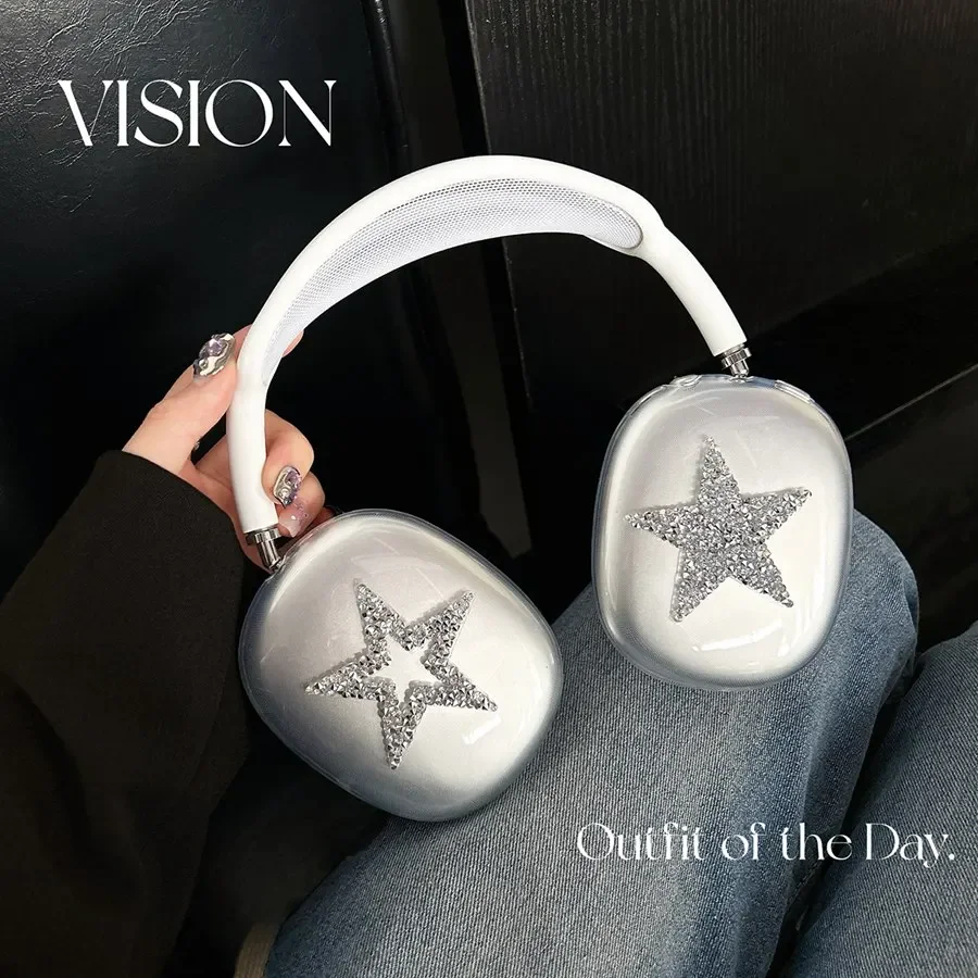 Coque Per Airpods Max Custodia Glitter Star Trasparente Bluetooth Auricolare Custodie Protettive In Silicone Per Apple Airpods Max Cover