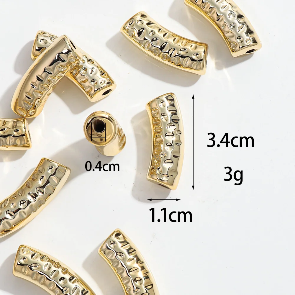 20pcs Gold Hammered Bamboo Tube Beads